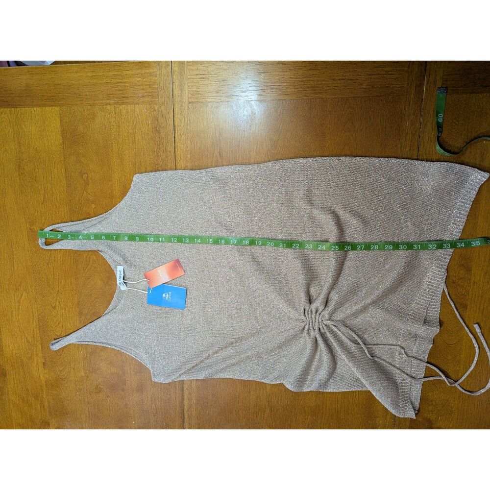 Cupshe Jojo Fletcher Metallic Knit Mini Dress Gold XL NWT swimwuit cover up - Picture 2 of 10